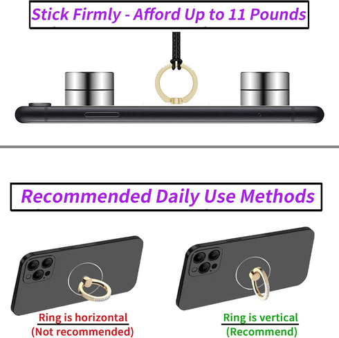 Transparent Clear Phone Holder Ring Grips for iPhone Samsung Galaxy, Finger Ring Stand for Smartphones Tablets Cases (Round-Gold-Crystal)...