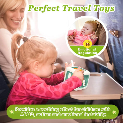 Montessori Toys for 1 Year Old,Baby Sensory Activities Cubes Toys for Toddlers 1-3,Educational Learning Toy for 12 Months + Babies,Airplane Car Tr...