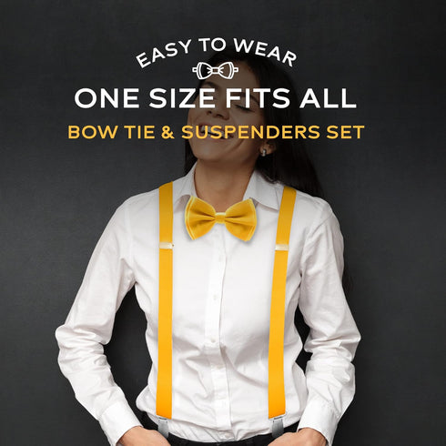 Bow Tie and Suspenders for Men, Adjustable Derby Wedding Gatsby Costume Mens Bow Ties and Suspenders Bowtie Bretelles for Men...