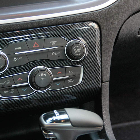 crosselec Carbon Fiber Central control Air conditioning A/C panel cover tirm for Dodge Charger 2015+ (black)...