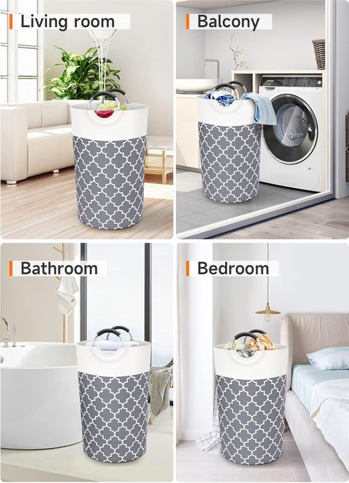 Large Laundry Basket Laundry Hamper Bag Washing Bin Clothes Bag Collapsible Tall With Handles Waterproof Travel Bathroom College Essentials Storag...
