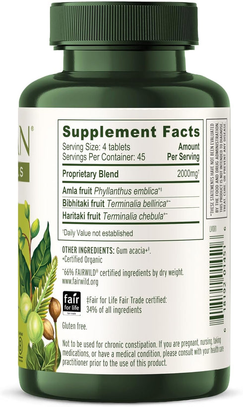 Banyan Botanicals Triphala Tablets - Organic Triphala with Amla, Haritaki & Bibhitaki – for Digestion, Elimination & Healthy Gut Microbiome* – 180...