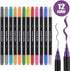 Metallic Marker Pens - Dual Tip Brush and Fine Point Pens for DIY Album, Black Cards, Rock Painting, Card Making, Scrapbooking, Fabric, Metal, Cer...