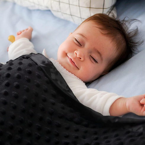 Pro Goleem Baby Soft Minky Dot Blanket with Satin Backing Baby Gifts for Boys and Girls (Black, 30’’ x 40’’)...