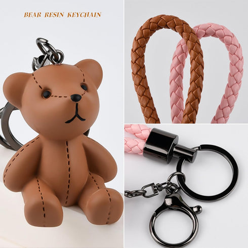 Bear Resin Keychain Bear Key Ring Bag Charm for Car Keys, Backpack Accessories,Decoration Gift for Women Girls...