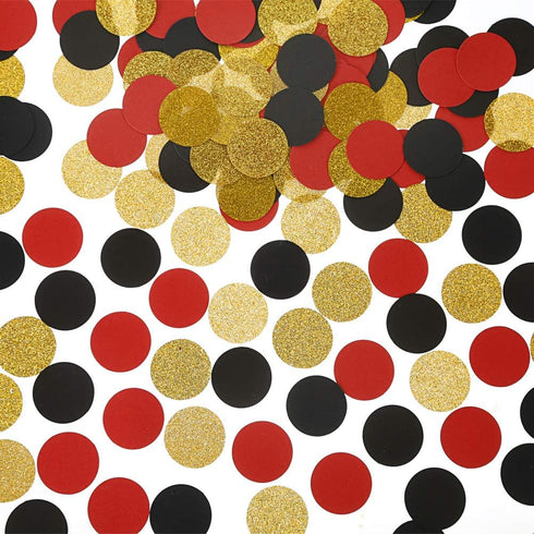 Glitter Confetti Circles Table Decoration and Wedding Party Decoration, 1.2’’ in Diameter (gold glitter, black, red,300pc)...
