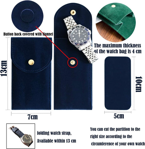 4 PCS Watch Travel Case for Men and Women Portable Velvet Watch Pouch Watch Storage Bag and Organizer (1BLACK+1GREEN+1BLUE+1GRAY)...