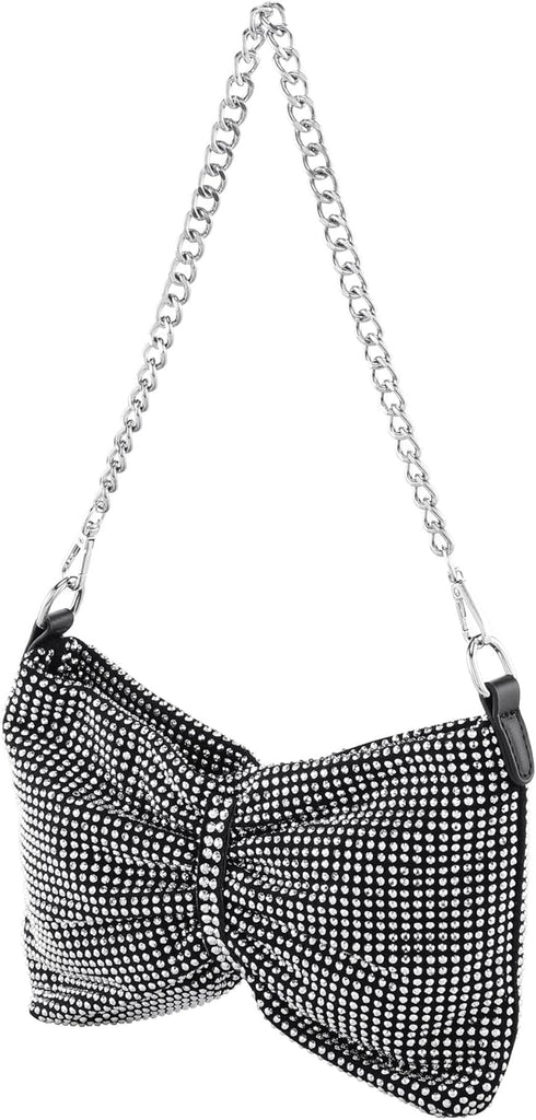 Ayliss Women Rhinestone Handbag Clutch Crystal Mini Bowknot Evening Purse Bag Top Handle Shoulder Party Bag Pouch Chain...