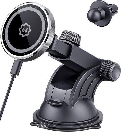 WixGear 15W Wireless Magnetic Car Charger, Wireless Magnetic Air Vent and Dashboard Car Charger Charger for iPhone 13/13 Pro/13 Pro Max/13 Mini/ 1...