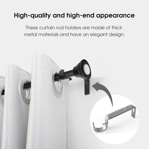 IHRDNNR Curtain Rod Holders Silver Heavy Duty Adjustable Rod Brackets for 7/8 or 1 Inch Rods, Set of 3 (Silver)...