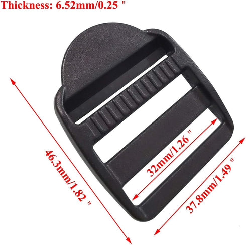 10 Pcs 1-1/4" (32mm) Plastic Slide Buckle Tension Locks Triglide for Belt Backpack Camping Bag Belt Suitcase (Black)...