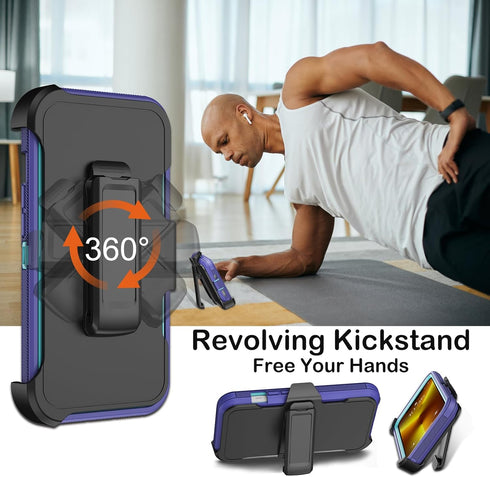 for iPhone 13 Pro Max Case with Belt Clip Holster & Kickstand,Built-in Screen Protector,Heavy Duty Shockproof Drop Protection Military Grade Full ...