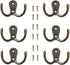 6 Pcs Double Prong Robe Hooks, Dual Coat Hooks Wall Mounted Hanging Clothes for Bathroom Bedroom Door Wall Retro Metal Cloth Hanger Double Coat Ho...