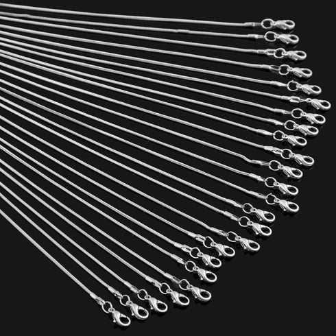 24pcs Chains for Jewelry Making 20 Inch 925 Sterling Silver Plated 1.2mm DIY Snake Chain Bulk Link Necklace with Lobster Clasps...