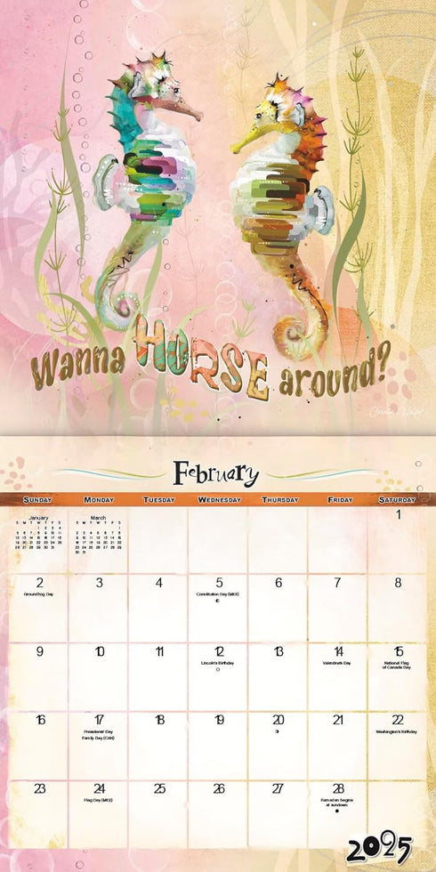 Sassy Animals Calendar 2025 - Deluxe 2025 Watercolor Animals Wall Calendar Bundle with Over 100 Calendar Stickers (Connie Haley Art Gifts, Office ...