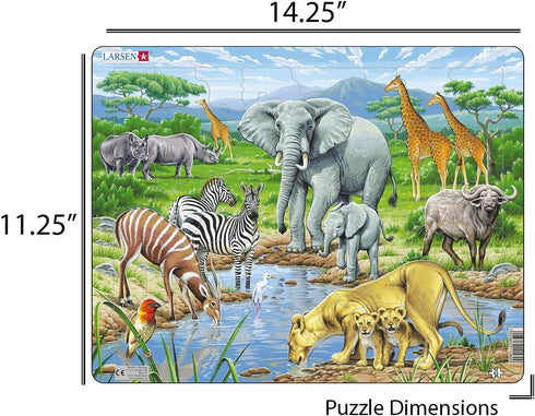 Larsen Puzzles African Savannah 65 Piece Children's Jigsaw Puzzle...