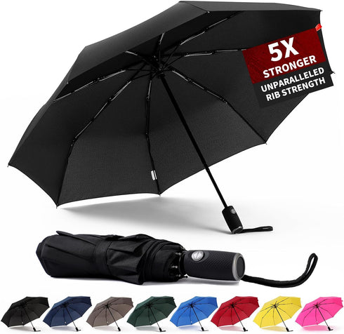 Anntrue Windproof Travel Umbrella, Auto Open Close Lightweight Compact Portable Backpack Folding Umbrella, Perfect for Car, Purse, Men and Women (...