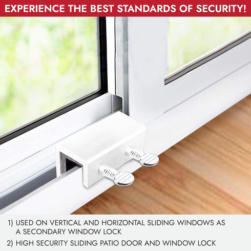 NU-SET Lock | Sliding Window Lock | Double Thumb Screw Window Lock for Window Security | Home Improvement & Door Hardware, White...