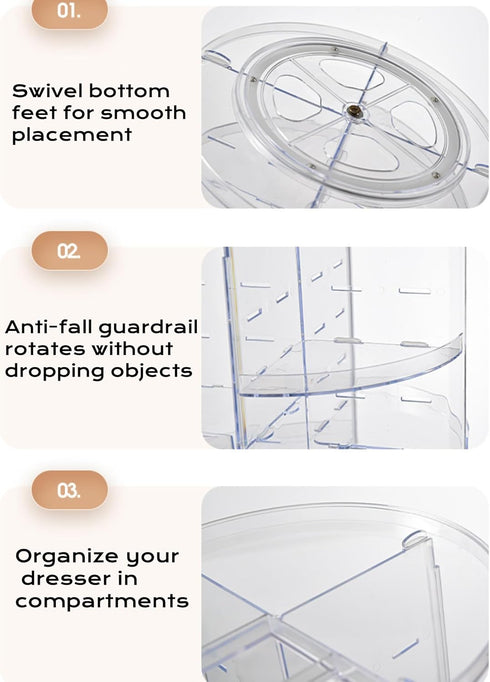 360 Rotating Makeup Organizer?8 Layers Adjustable Transparent Simple Acrylic Desktop Rotating Makeup Skincare Organizers ?Perfume Organizer Suitab...