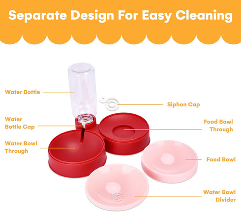 Noa Store Pet Food and Water Dispenser - 2 Removable Bowls - Gravity-Fed Drinking System for Cats and Dogs - 12x7x8 inches - Easy-to-Clean Feeder ...