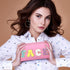 4 Pcs Large Chenille Letter Patch Makeup Bag Skin Stuff Hair Face Bag Preppy Patch Makeup Cosmetic Bag Toiletry Zipper for Women Teen Girl(Letters...
