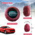 3pcs Fluffy Wine Red Steering Wheel Cover, Fashion Fuzzy Plush Car Steering Wheel Cover with Handbrake Cover & Gear Shift Cover Winter Fur Warm Ve...