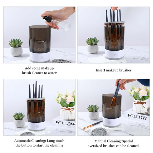 Cosmetic Brush Cleaner, Brushly Pro Makeup Brush Cleaner, Electric Makeup Brush Cleaner, Automatic Spinning Makeup Brush Cleaner For For All Size ...