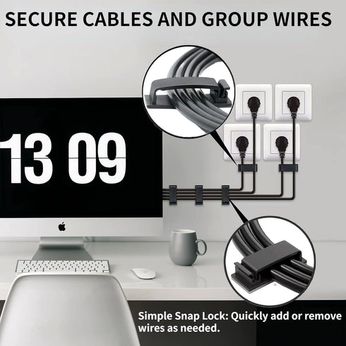 Cable Clips 50PCS, Self Adhesive Cable Management Clips, Cord Organizer Wire Clips Cord Holder for Appliances PC Wall Ethernet Cable Under Desk Ni...