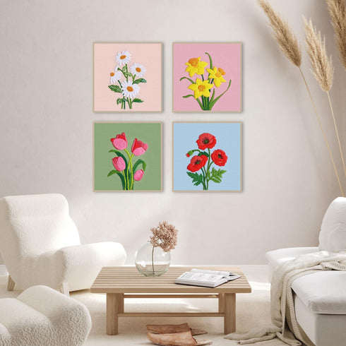 Louise Maelys 4 sets Floral Embroidery Kits for Beginners,Cross Stitch Kit for Adults,DIY Needlepoint Kits for Starters including embroidery cloth...