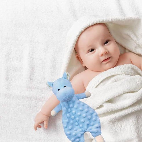 Baby Blue Hippo Soft Stuffed Animal Security Blanket, Plush Hippo Character Lovey Blanket, Baby Shower/Nursery Gift, Cuddly Newborn, Infant, Toddl...