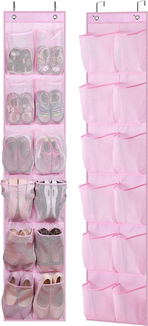 MISSLO Kids Over the Door Shoe Organizer Baby Hanging Shoe Rack Narrow Closet Storage bags with 12 Mesh Pockets for Girl Women Men Toddler Nursery...