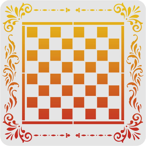 FINGERINSPIRE Modern Checkerboard Template 11.8x11.8inch Painting Chess Checkers Lined Gameboard Family Game Home Decor Gift Best Vinyl Large Sten...