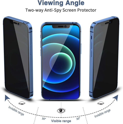 TILON?2 Pack? iPhone Screen Protector Privacy Compatible for iPhone 12 Pro Max 6.7 Inch, Case Friendly Bubble Free Full Cover Screen Protector Ant...
