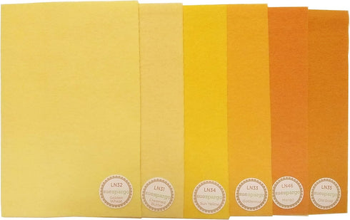 Sue Spargo 1/64 Cuts of Merino Wool Fabric, Pack of Six Colors - Yellows and Golds...