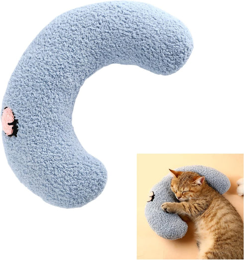 Cat Pillows for Indoor Cats, Soft Fluffy Dog Calming Pillow, Little Dog Pillows, U Shaped Half Donut Cuddler with Cute Embroidery, Washable Neck P...