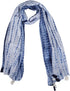 Cotton Scarf for Women Lightweight Floral Printed Scarf Fall Winter Fashion Fringed Shawl, White With Blue...