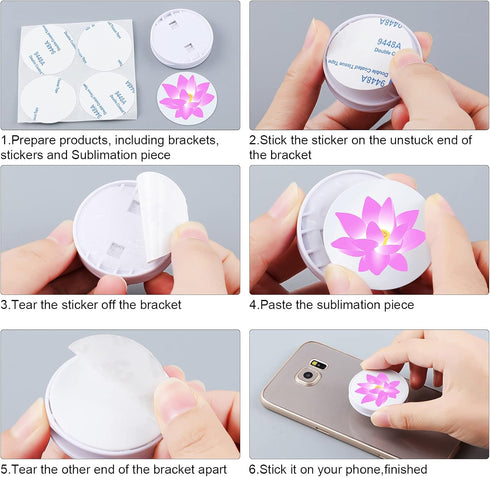 15 Pieces Blank Sublimation Phone Holders Collapsible Tablets and Cell Phones Grip Holder Adhesive Blank Finger Stand Holder with Double-Sided Tap...