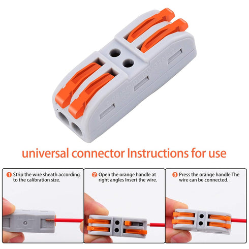 Push Quick Wire Connectors,Nineleaf 20PK Electrical Cable Connectors,Working Range Max 32A 600Volt,2 Pin Wire Connectors for Cables from 28 to 12a...
