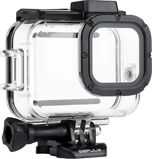 60M/196FT Waterproof Housing Case for GoPro Hero 8 Black, Dual Cold Shoe Slots Protective Underwater Diving Housing Shell for GoPro Hero 8 Black A...