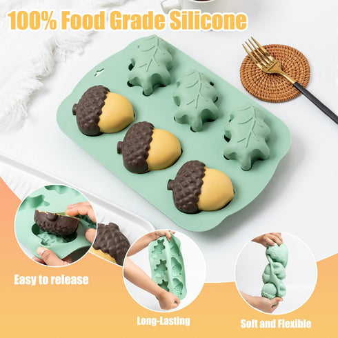 Silicone Cake Baking Pan, 2 Pack Pinecone Leaf Chocolate Mold DIY for Cake Muffin Ice Decoration 2Pcs/6-Cavity...