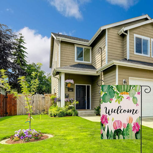 Spring Cactus Welcome Garden Flag 12.5×18 Inch Small Vertical Double Sided Seasonal Outdoor Décor for Yard Flag...