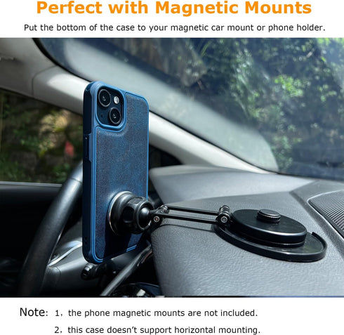 molzar MagBig Series Case for iPhone 14, Built-in Metal Plate for Magnetic Car Mount, Support Wireless Charging, Compatible with iPhone 14, Blue...