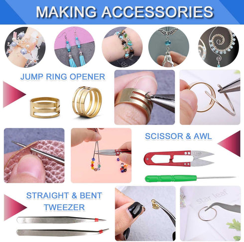 JONMON Jewelry Making Supplies Kit - 8Pcs Beading Tweezers Tool Set with Round Nose/Side Cutting/Needle Nose Pliers for DIY Necklace Bracelet Earr...