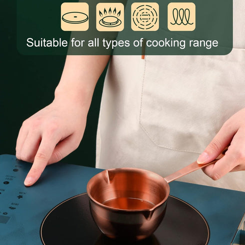 Stainless Steel Butter Warmer, 6.7oz / 200ml Butter Melting Pot Saucepan with Pour Spouts Cooking Pot Mini Milk Pot for Boiling Milk, Sauce, Gravi...