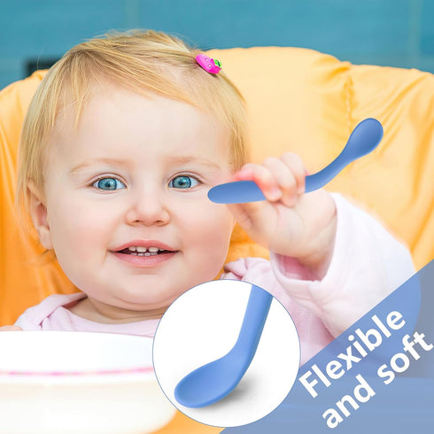 4PCS Silicone Feeding Spoons, Baby Spoons Training Spoons Silicone Baby Utensils Infant Spoons for First Stage Baby and Parents...
