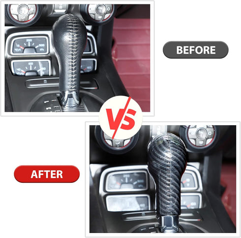 RT-TCZ Carbon Fiber Gear Shift Knob Cover Trim Interior Accessories for Chevrolet Camaro 2010-2015...