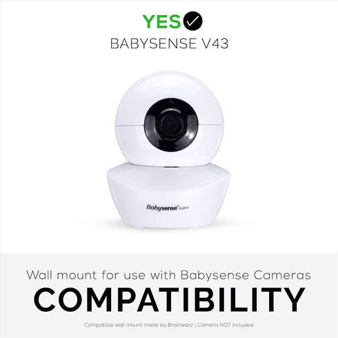 BRAINWAVZ Wall Mount for BabySense V43 Baby Monitor Camera - Adhesive Holder, Easy to Install, No Tools Needed, No Mess, No Drilling, Strong Mount...