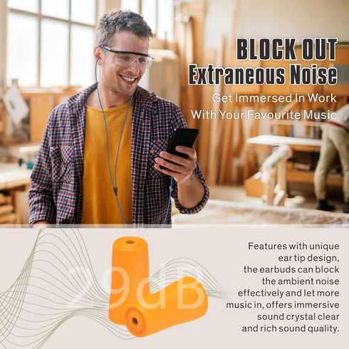 Hearprotek earplug Headphones for Work, Safety Foam Earbuds Headphones That Look Like earplugs for Hearing Protection Noise Isolation-Great for Wo...