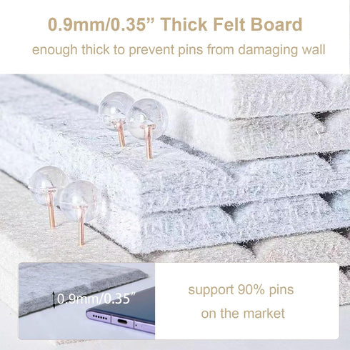 24 x 16" Large Bulletin Board, Decorative Felt Pin Board, 0.35“ Thick Foldable Photo Display Board with Self-Adhesive Tape, Vision Board for Schoo...