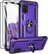 Androgate for Samsung Galaxy S20 FE Case with Glass Screen Protectors, Military-Grade Metal Ring Holder Kickstand 15ft Drop Tested Shockproof Cove...